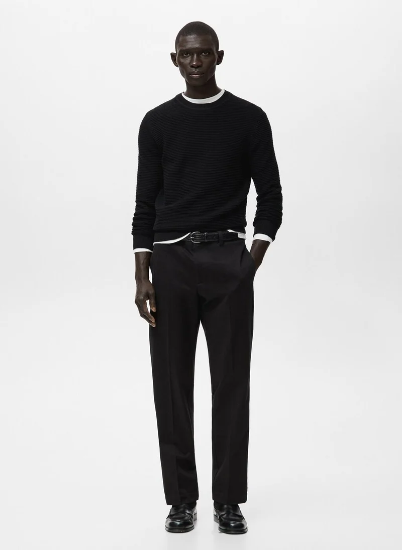 Mango Man  100% cotton structured knitted sweater for Men | Best Price UAE